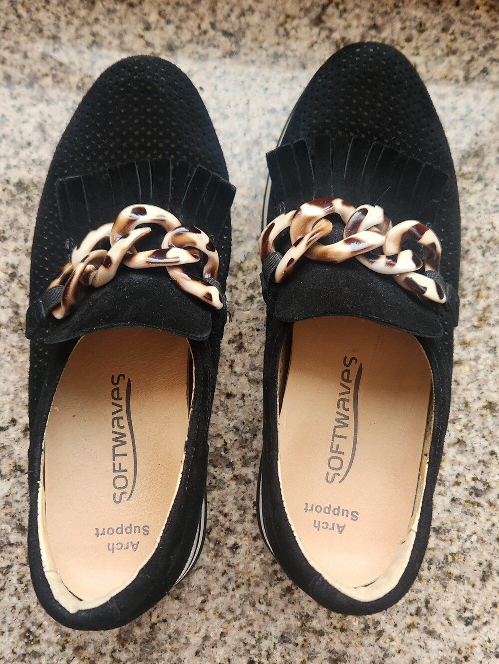Softwaves Cadie Platform Loafer Sneakers With Tortoiseshell Chain